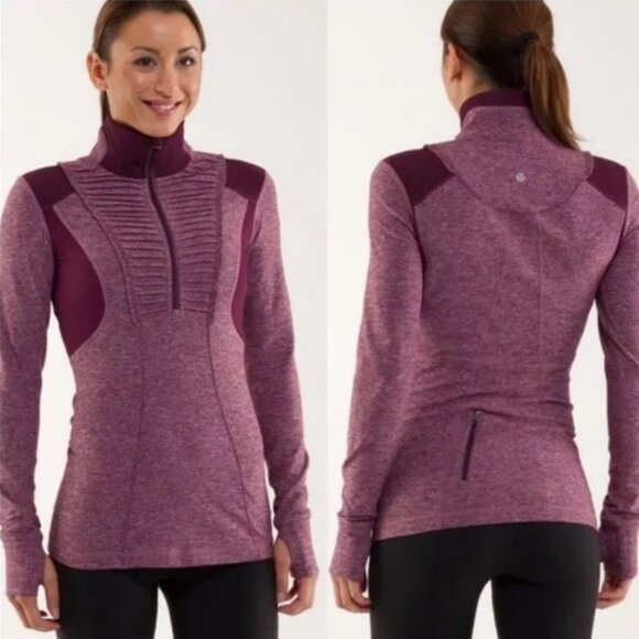 Lululemon ~ Run Your Heart Out Pullover ~ Heathered Plum ~ Womens Size 6 - Picture 2 of 16